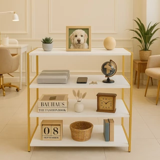 Estante Multiuso Mdf Metalon 15mm 4 Prateleiras Moderna Modelo Industrial em Oferta na Shopee