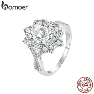 Bamoer 925 Sterling Sliver Ring 2CT Moissanite Fashion Jewelry Presentes Para Mulheres