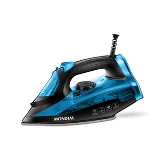 Ferro de Passar Roupa Vapor Profissional Mondial F-53 2000W Preto/Azul 127V em Oferta na Shopee