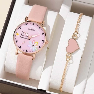 【 Free Bracelet 】 Getty Relógios De Relógio Infantil Anime Flower Pulseira Em Forma De Coração