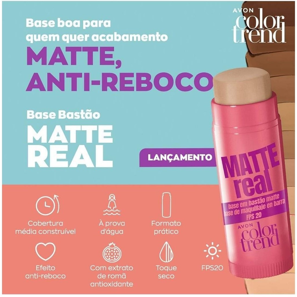 Base em Bastão Matte Real Castanho 340 Q Avon