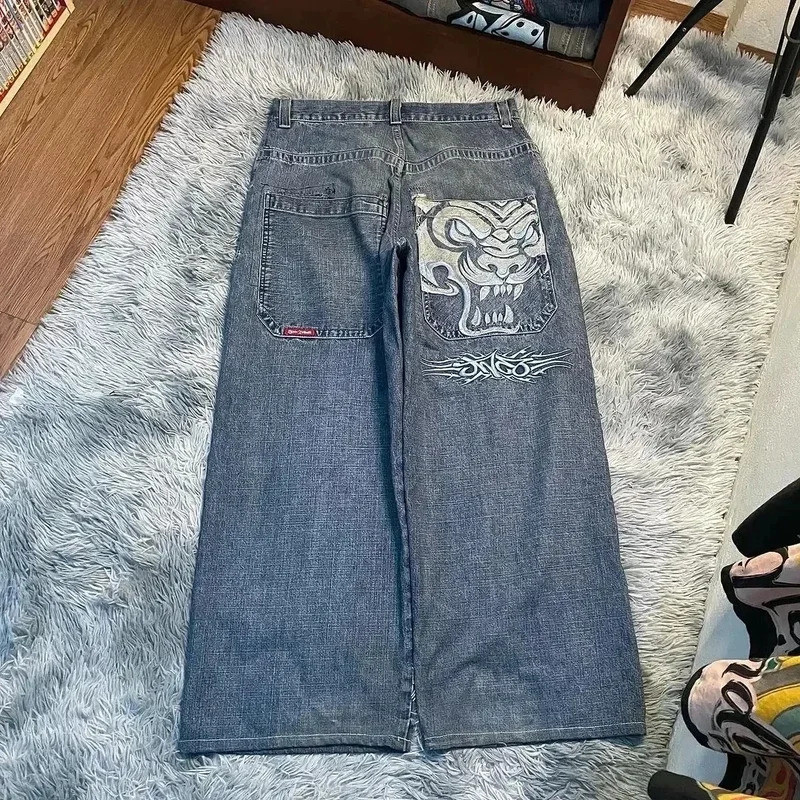 JNCO Y2K calças jeans largas homens do vintage bordado jeans de