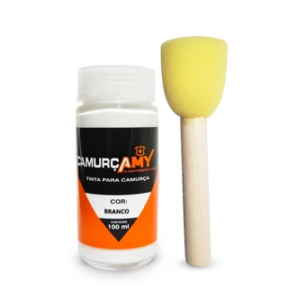 tinta para camurça branco amy 100ml+ pincel batedor