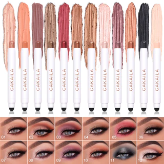 CAKAILA 12 Cores Sombra De Pérola Mate De Cabeça Dupla , Resistente À Água E Ao Suor , Durável Sem Descoloração , Irritação De Olhos Manchas