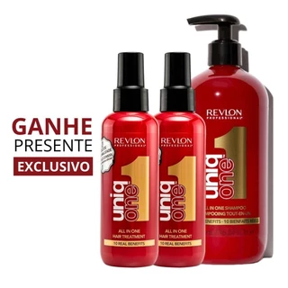 Kit Revlon 2 Uniq One All In One Leave In 150ml + Uniq One All in One Shampoo 490ml + Brinde Exclusivo