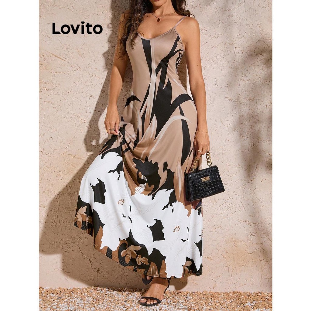 Lovito Vestido elegante com estampa floral para mulheres LNL72080
