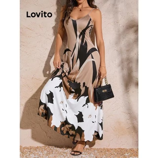 Lovito Vestido elegante com estampa floral para mulheres LNL72080