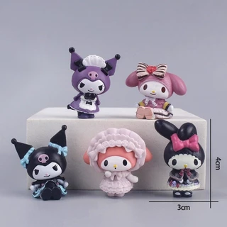5pcs/set Cartoon Anime Kuromi Melody Personagens De Brinquedo Modelos De Brinquedos Feitos À Mão De Bolo Acessórios De Decoração Presentes De Festa De Aniversário Para Crianças