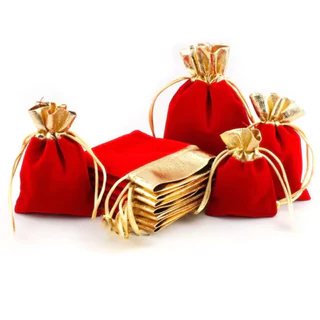 Kit 10 / 20 / 50 Saquinhos Saco de Veludo 7x9 / 10x12 Lembrancinha Natal Jóias Festa Casamento