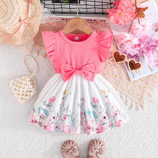 Vestido De Bebê Menina Recém Nascido 3-36Meses Moda Verão Sem Mangas Linda Borboleta Floral Vestidos De Princesa Infantil