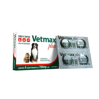 Vermífugo Cães e Gatos Vetmax Plus 4 Comprimidos Vetnil em Oferta na Shopee