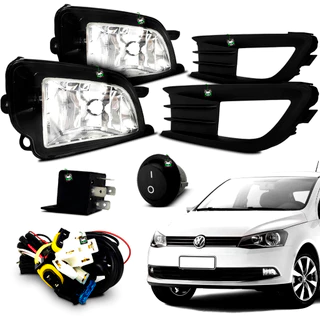 Kit Farol Auxiliar Milha Gol G6 2013 2014 2015 2016 Moldura Preta Botao Tic Tac