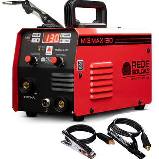 Maquina Aparelho Inversor de Solda 3 em 1 Mig MAX 130 Amperes Sinergico Tig Eletrodo RedeSoldas em Oferta na Shopee
