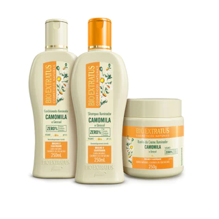 Kit Camomila Shampoo, Condicionador e Banho de Creme Bio Extratus - 250mL