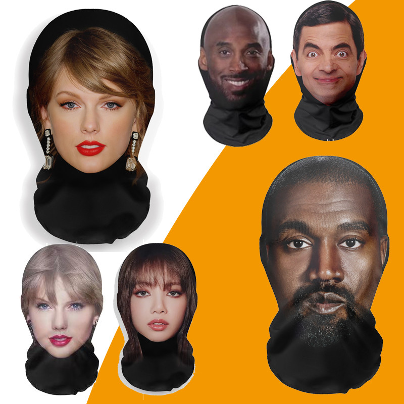 Moda Hip-hop Superstar Kanye Taylor Swift Máscara Rosto Cheio Malha Elástica Visiível Para Homens Mulheres Halloween Cosplay Headwear Lenda De Futebol CR7 Messi Balaclava