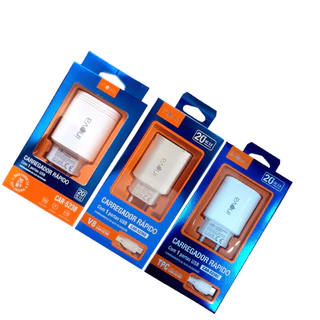 Carreagador rapido 1usb inova v8/ tipo-c /iphone e fonte 20w
