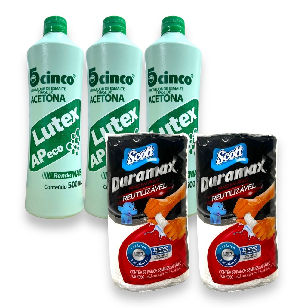 Kit Removedor acetona Lutex 500ml Toalha em Rolo Multiuso Duramax 58 ...