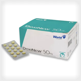 Kit 2 Antimicrobiano World Veterinária DoxiNew 50 mg para Cães de 10Kg e Gatos de 3Kg - 1 Blíster com 14 Comprimidos