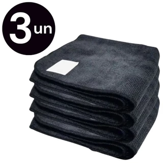 Kit 3 Pano Mágico Microfibra Grande Preto 60x40cm Anti Risco Automotivo Lava Seco Não Solta Fiapos em Oferta na Shopee