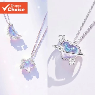 Colar De Moda Para Mulheres Na Liga Opala Lua Estrela Coração Pingente em Oferta na Shopee