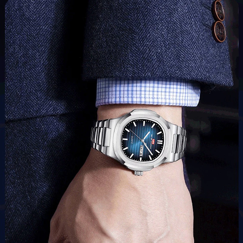 Relógio VAVA VOOM  masculino elegante multifuncional à prova d'água de metal com calendário 2911