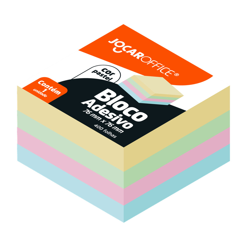 POST IT BLOCO ADESIVO COLORIDO PASTEL 76MMx76MM - 400F JOCAR OFFICE ...