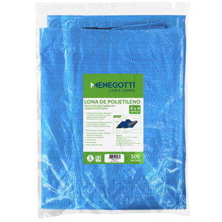 Lona Azul Menegotti de 4x4 Metros Feita em Polietileno e 100 Micras com Impermeabilidade Total em Oferta na Shopee