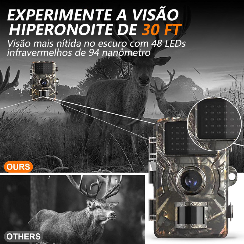 Câmera De Trilha Caça Com Visão Noturna 16mp Ip66 Camuflado