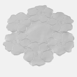Jogo Americano Redondo Branco Detalhe Bordado Camélia 45Cm