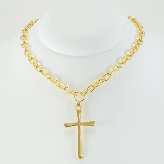 Colar com Pingente Cruz | Religioso | Nossa Senhora | Fé Corrente Fina Dourada