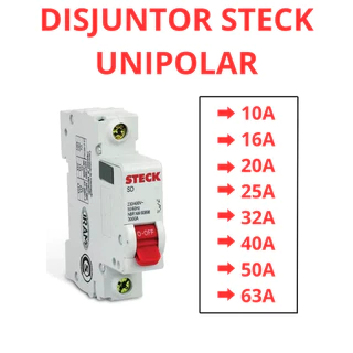 Mini Disjuntor Steck Monopolar Unipolar Unifásico 10a Até 63a Curva C