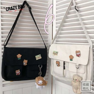【 Crazy Bag 】 Japanese Harajuku Cute Retro Girl Messenger Lona Bolsa Estudantil Feminina