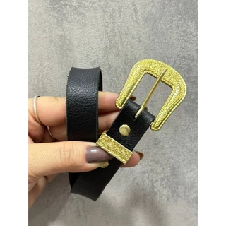 Cinto Slim Luiza Com Fivela Metálica Dourada