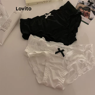 Lovito Calcinha casual com laço liso para mulheres LNA73223