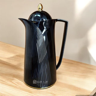 Garrafa Térmica Café Chá Nórdica 1 Litro Home Luxo Preta Dourado