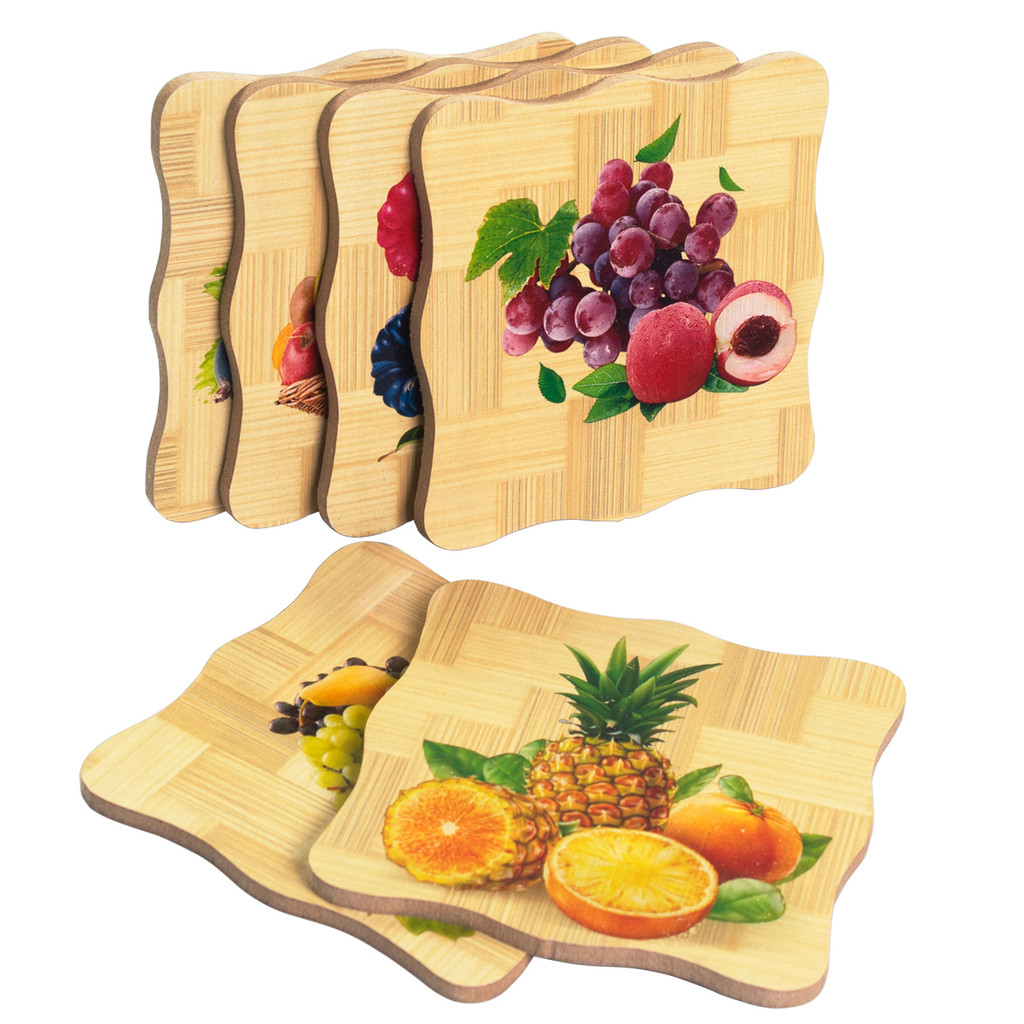 Kit Com 6 Descanso De Panela Quadrado de Bambu Proteção de Mesa