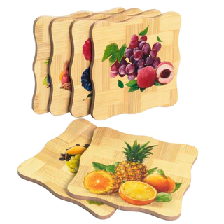 Kit Com 6 Descanso De Panela Quadrado de Bambu Proteção de Mesa