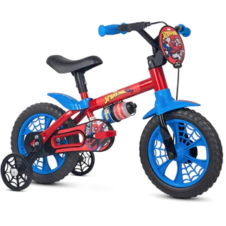 Bicicleta Homem Aranha Infantil Aro 12 Nathor Com Rodinha Spider Man Bicicletinha 3 a 5 Anos
