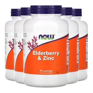 Kit 5x Sabugueiro e Zinco Now Foods 90 Pastilhas Importado /Made in Usa