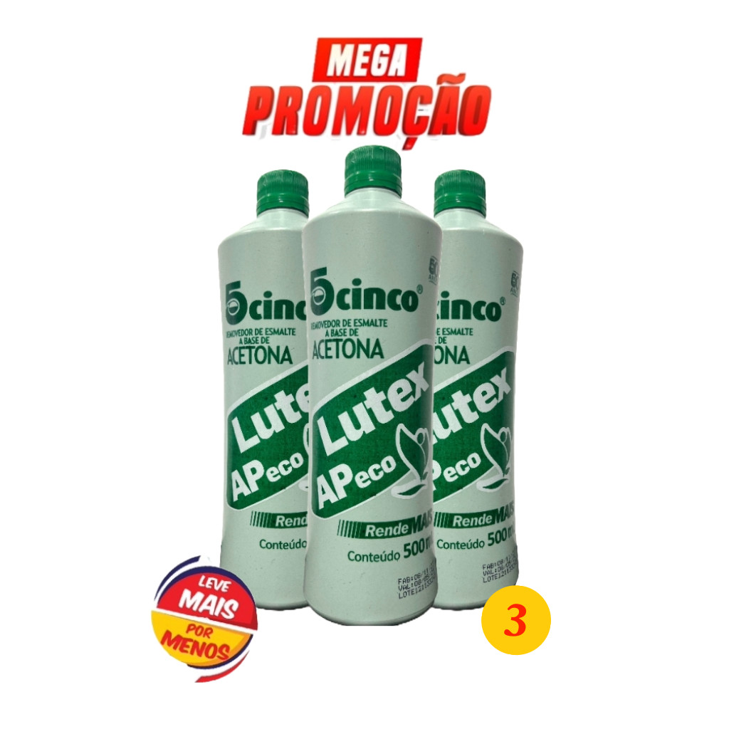 Kit 3 Acetona Lutex removedor de esmalte 500ml | Shopee Brasil