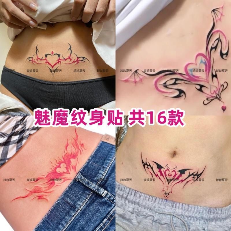 Succubus tatuagem adesivos cintura abdômen tornozelo perna impermeável espadas de longa duração tatuagem coração do diabo