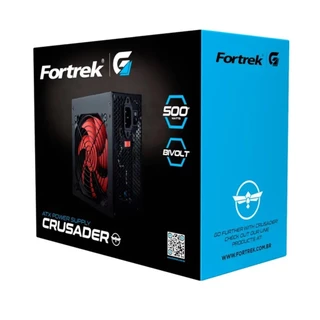 Fonte ATX 500w Fortrek Crusader Bivolt Manual Cooler 120mm Cor Preto
