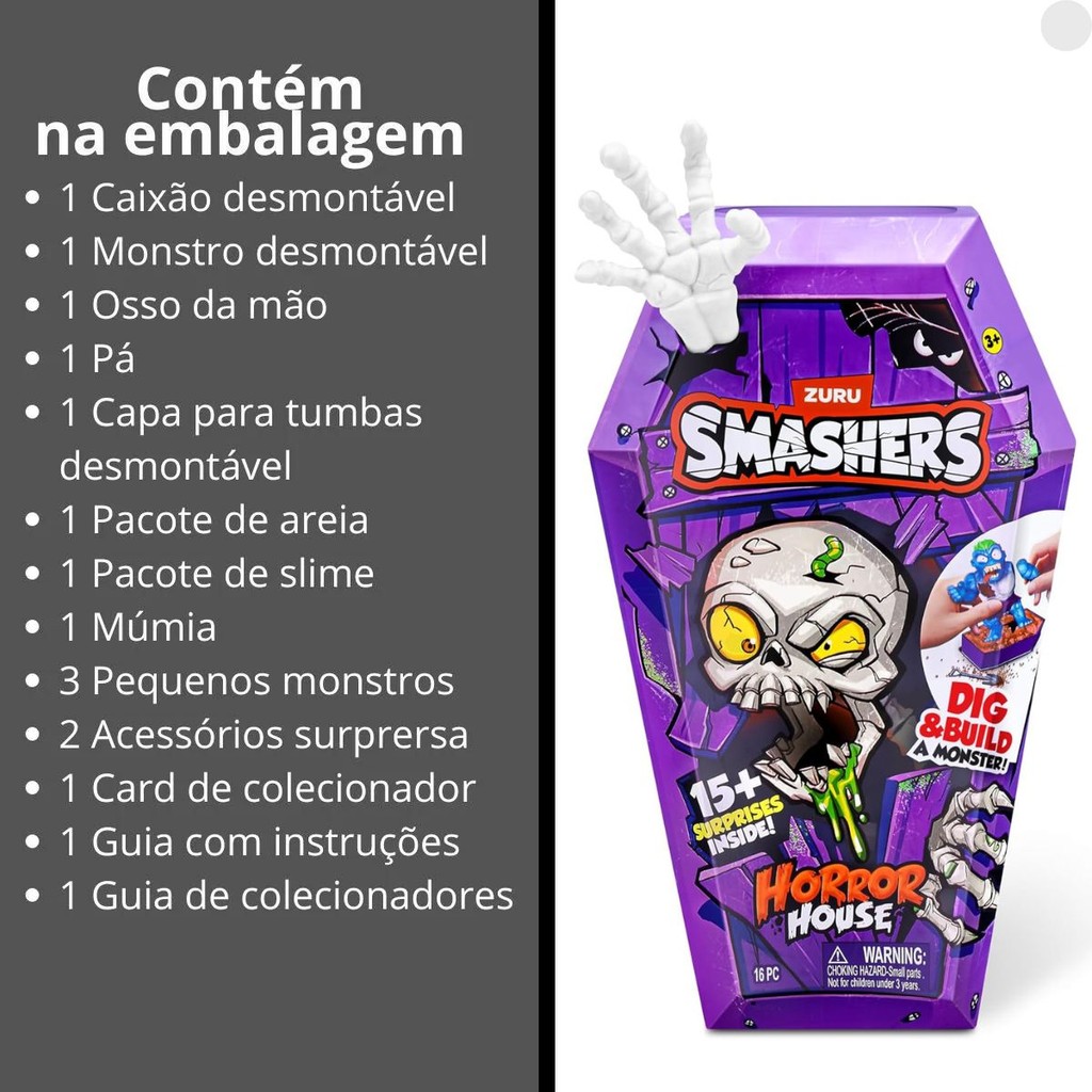 Brinquedo Zuru Smashers Horror House Series 1 C/ 15 Surpresas