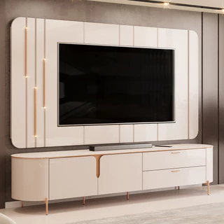 Rack Para Sala com Painel Para TV 75 Pol Dion D05 Off White - Lyam Decor em Oferta na Shopee