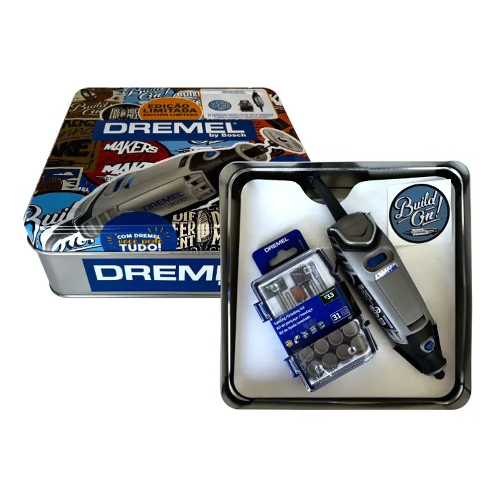 EDIÇÃO ESPECIAL MICRORETIFICA DREMEL 3000 COM 31 ACESSORIOS + ESTOJO METAL 127V 0615A001ZW