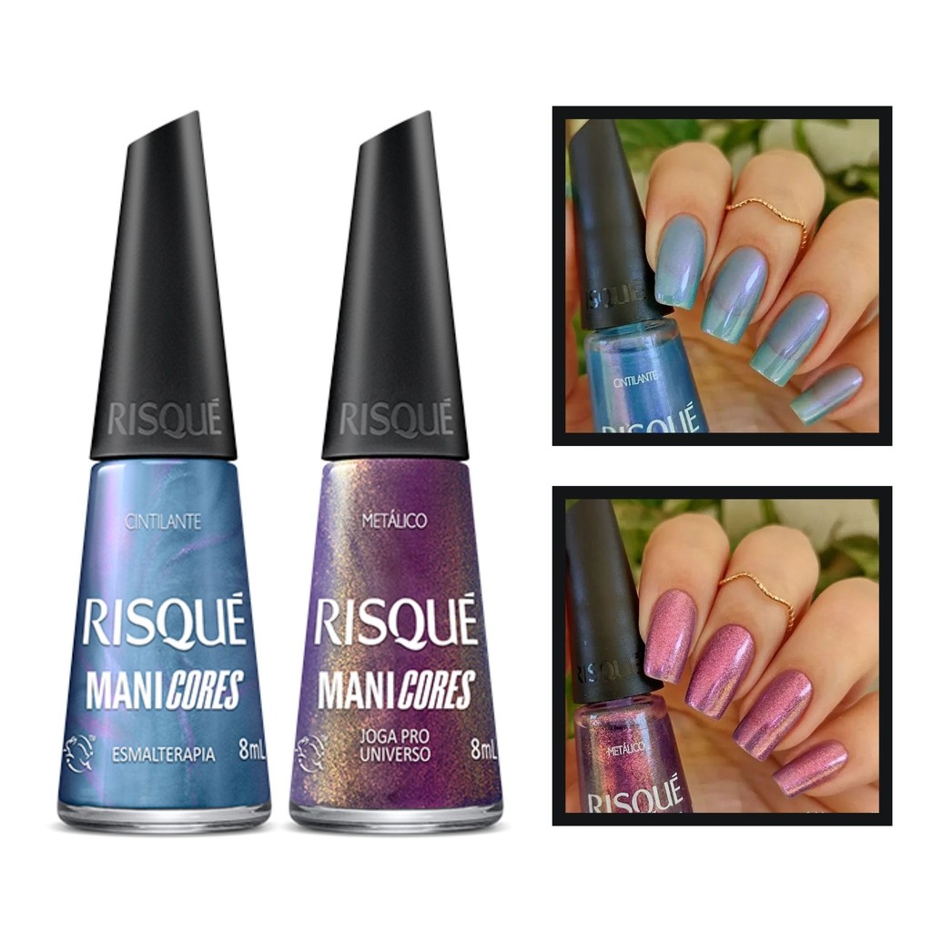 Kit 2 Esmalte Risque Manicores Lançamento Azul e Roxo 8ml | Shopee Brasil