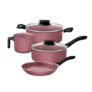 Jogo De Panelas Tramontina Linz Alumínio Rosa 4 Peças em Oferta na Shopee