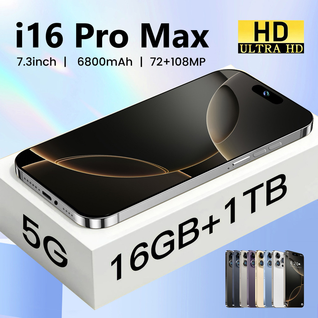 I 16 Pro max 16G RAM 1TB ROM Face ID Câmera Tripla NFC 5600mAh Tela A18 ...