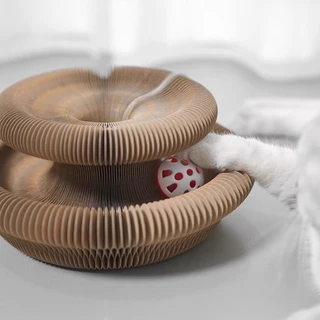 Brinquedo Mágico Para Gato Arranhador Papel Sanfonado Dobrável Com Bola