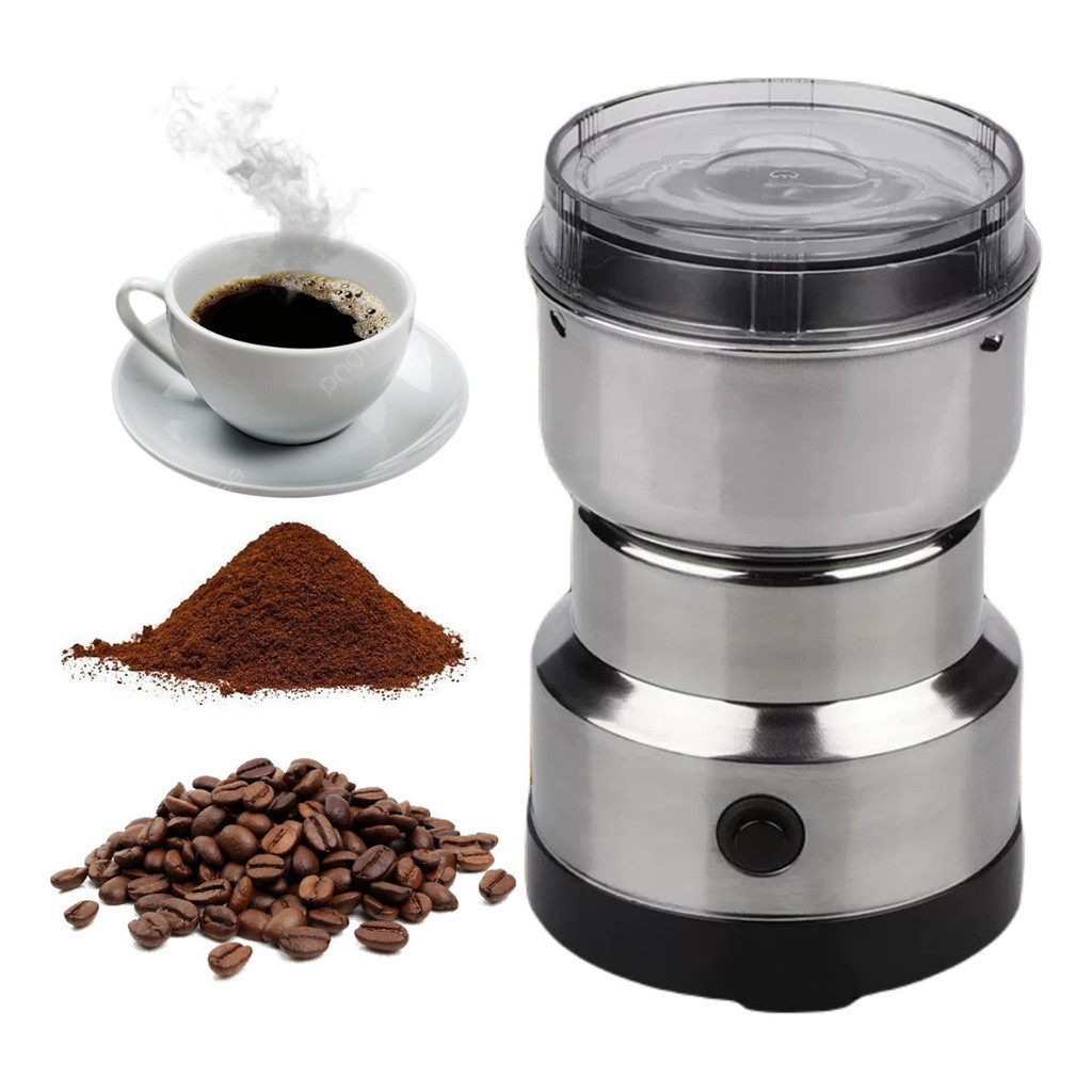 Moedor de Café Elétrico Grãos Triturador Temperos Prático Portátil Inox ...